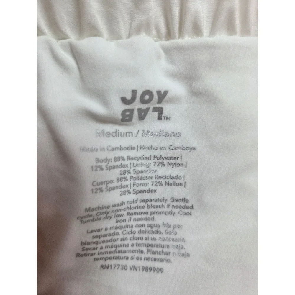 JoyLab Women White High-Rise Tiered Ruffle Athletic Shorts‎ Side Pockets Medium